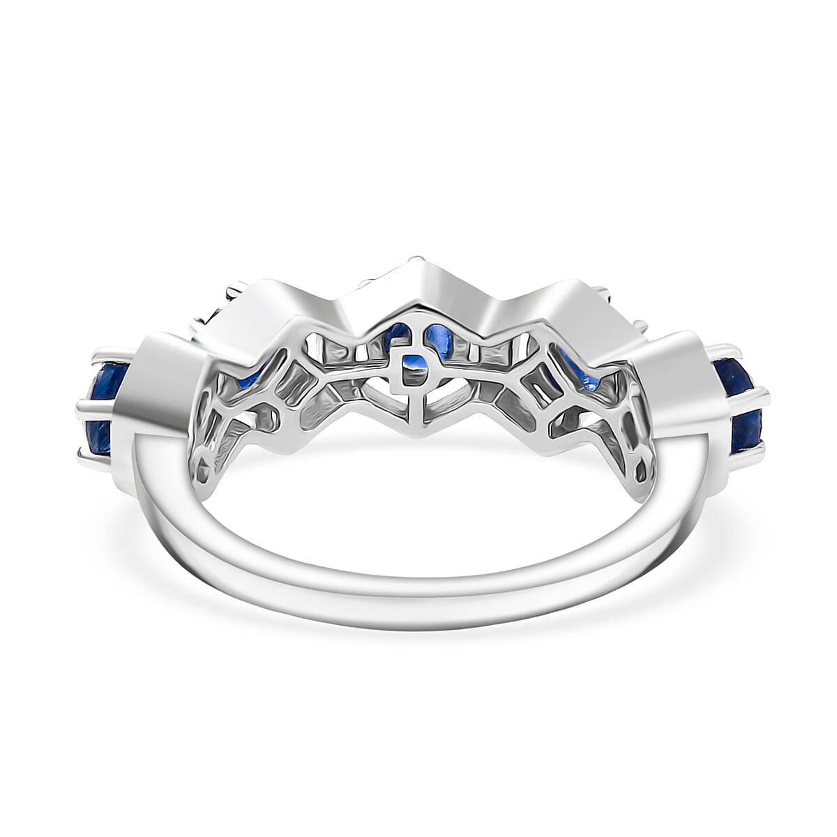 Natural Kashmir Kyanite 5 Stone Ring in Platinum Overlay Sterling Silver 1.90 Ct. 8248561 5