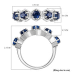 Natural Kashmir Kyanite 5 Stone Ring in Platinum Overlay Sterling Silver 1.90 Ct.