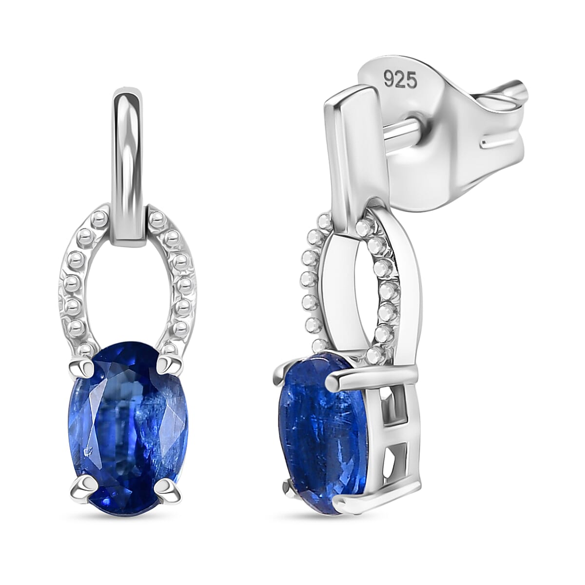 Natural Kashmir Kyanite Dangling Earring in Platinum Overlay Sterling Silver 1.16 Ct. 8255355 0
