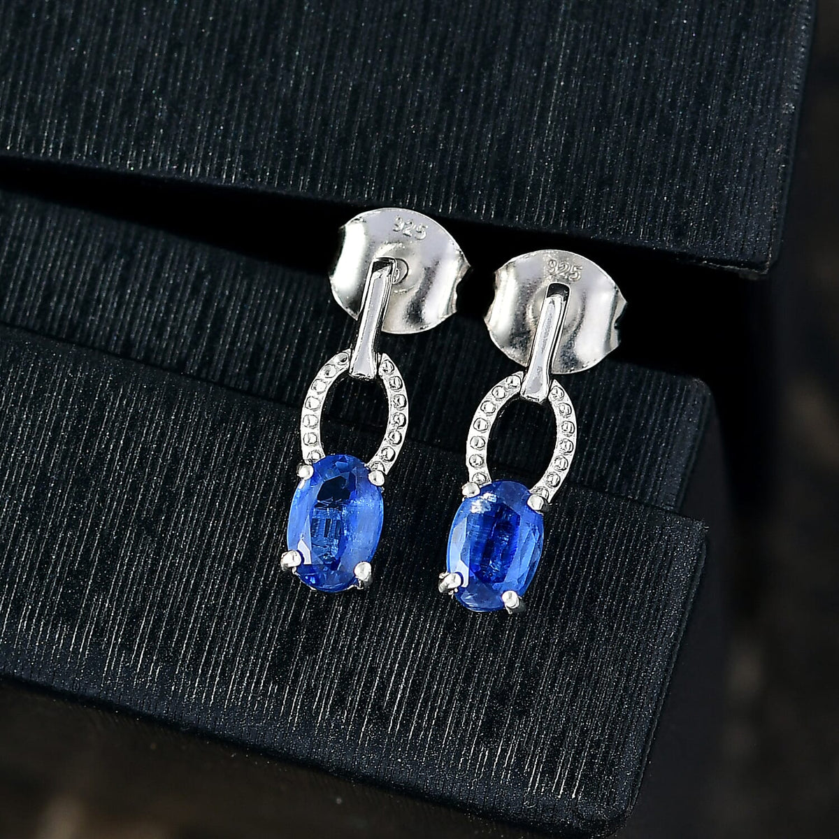 Natural Kashmir Kyanite Dangling Earring in Platinum Overlay Sterling Silver 1.16 Ct. 8255355 1