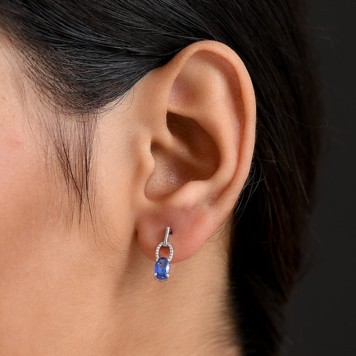 Natural Kashmir Kyanite Dangling Earring in Platinum Overlay Sterling Silver 1.16 Ct. 8255355 2