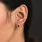 Natural Kashmir Kyanite Solitaire Stud Push Post Earring in Yellow Gold Plated Sterling Silver 1.16 Ct.