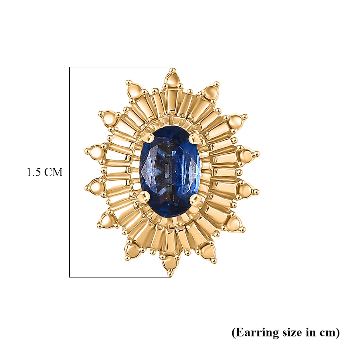 Natural Kashmir Kyanite Solitaire Stud Push Post Earring in Yellow Gold Plated Sterling Silver 1.16 Ct. 8259149 5
