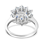 Natural Kashmir Kyanite & White Zircon Cluster Ring in Platinum Overlay Sterling Silver 3.11 Ct.