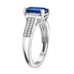 Natural Kashmir Kyanite & White Zircon Ring in Rhodium Overlay Sterling Silver 2.23 Ct.