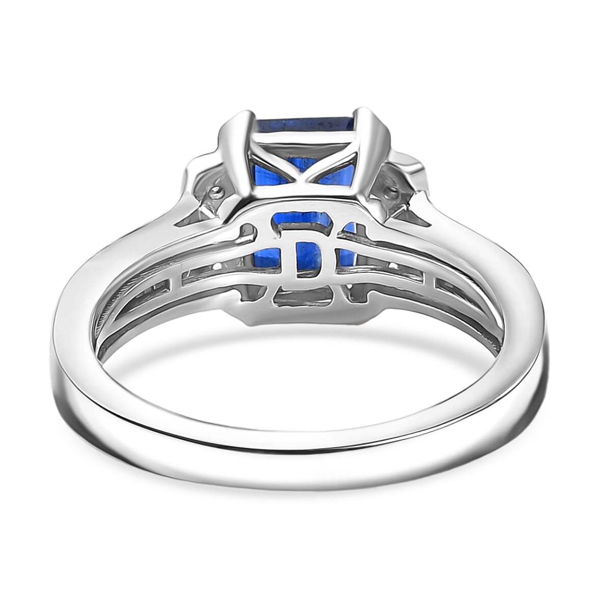Natural Kashmir Kyanite &amp; White Zircon Ring in Rhodium Overlay Sterling Silver 2.23 Ct. 8259172 5