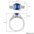 Natural Kashmir Kyanite & White Zircon Ring in Rhodium Overlay Sterling Silver 2.23 Ct.