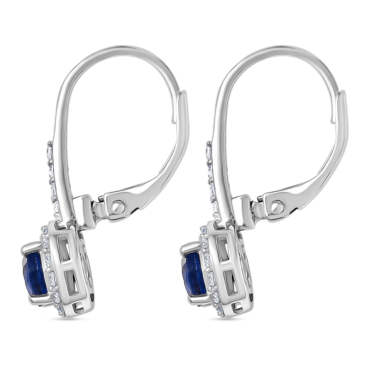 D'Joy Kashmir Kyanite &amp; White Zircon Solitaire Lever Back Earring in Platinum Overlay Sterling Silver 1.79 Ct. 8248501 4