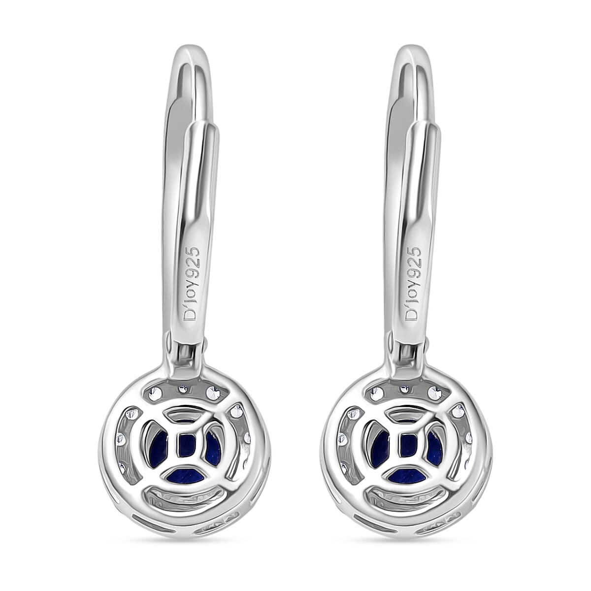 D'Joy Kashmir Kyanite &amp; White Zircon Solitaire Lever Back Earring in Platinum Overlay Sterling Silver 1.79 Ct. 8248501 5