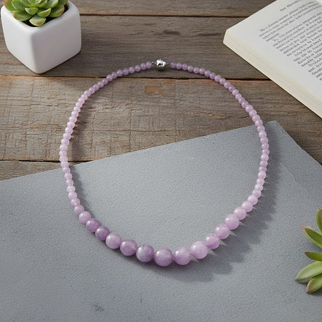 Rare Find- Natural Kunzite Necklace (Size - 20) with Magnetic Lock in Rhodium Overlay Sterling Silver 270.00 Ct. 8438865 2