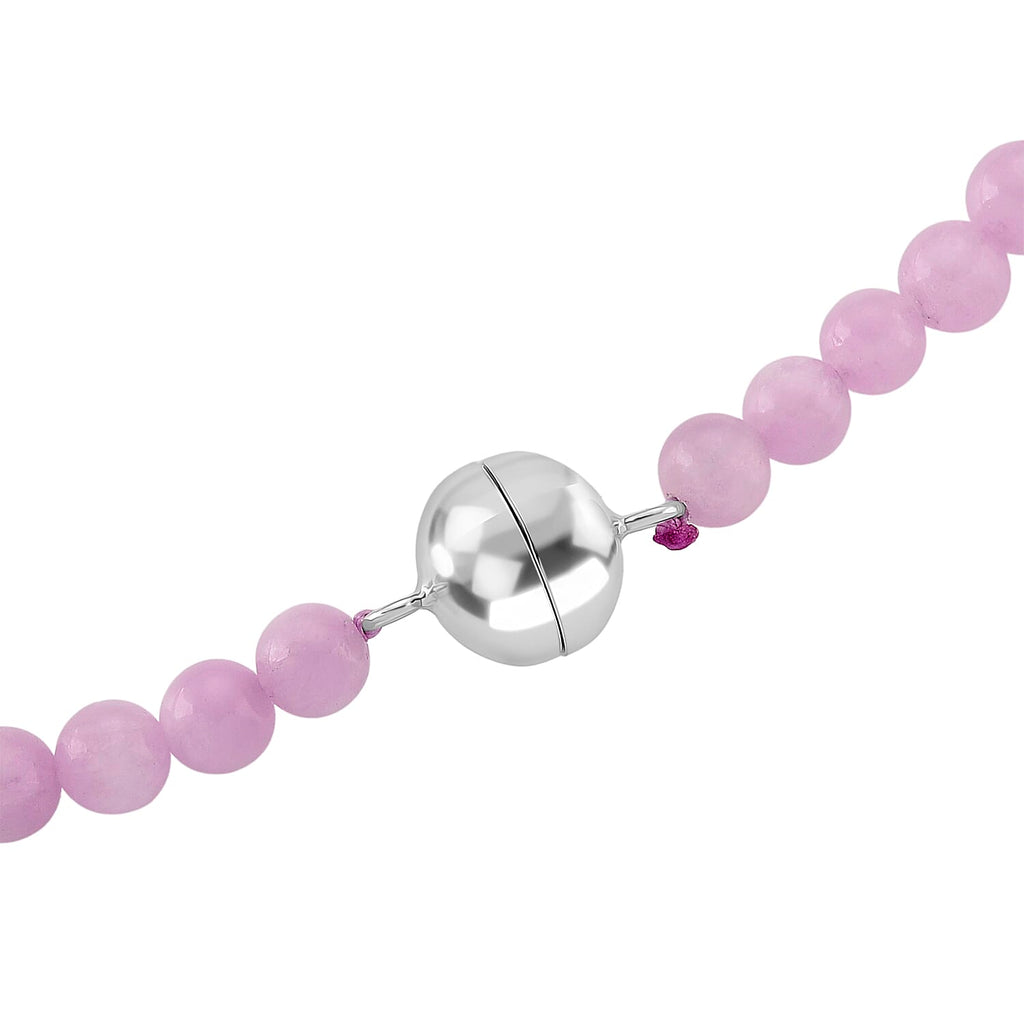 Rare Find- Natural Kunzite Necklace (Size - 20) with Magnetic Lock in Rhodium Overlay Sterling Silver 270.00 Ct.