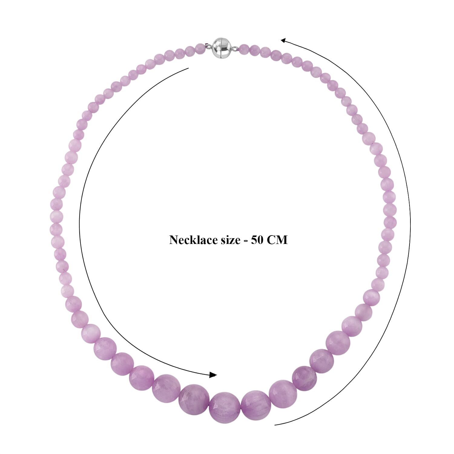 Natural Kunzite Necklace (Size - 20) with Magnetic Lock in Rhodium Overlay Sterling Silver 270.00 Ct. V32515581 6