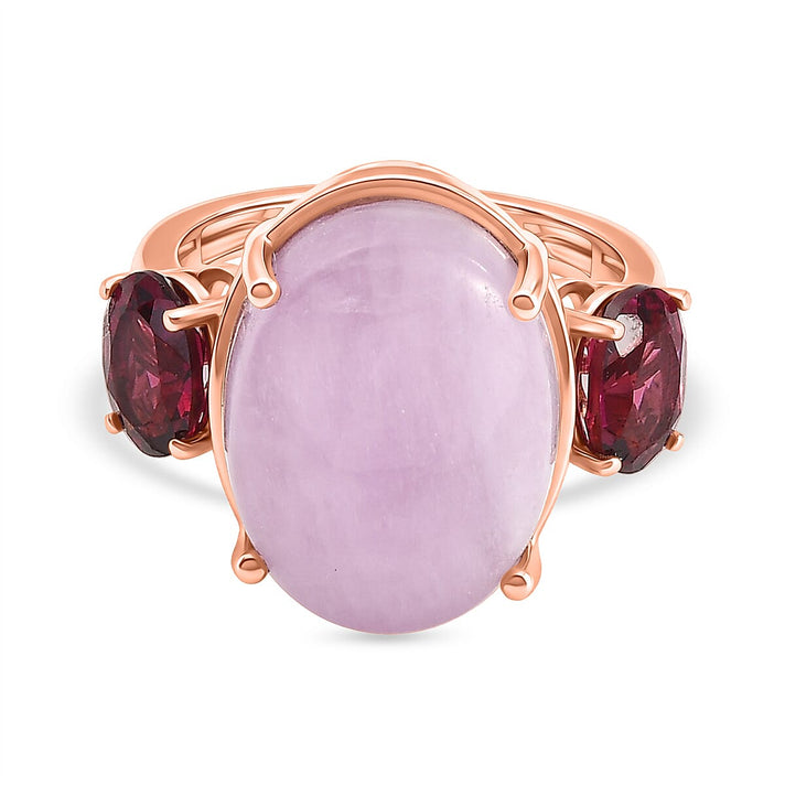 D'Joy Kunzite, Orissa Rose Garnet Trilogy Ring in Rose Gold Plated Sterling Silver 13.50 Ct. 8478729 1