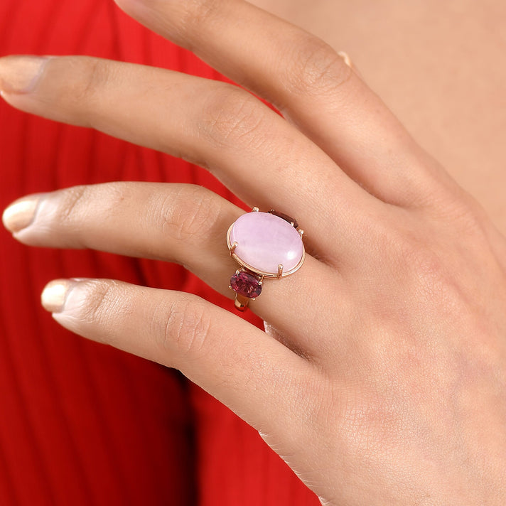 D'Joy Kunzite, Orissa Rose Garnet Trilogy Ring in Rose Gold Plated Sterling Silver 13.50 Ct. 8478729 2