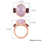 D'Joy Natural Kunzite & Orissa Rose Garnet Oval Cut Ring in Rose Gold Plated Sterling Silver 13.50 Ct.