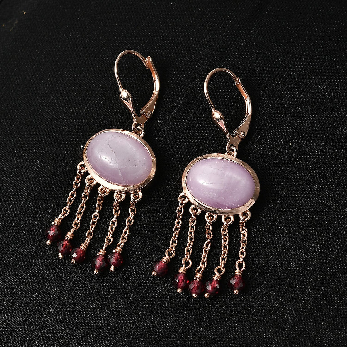 D'Joy Natural Kunzite &amp; Red Garnet Earring with Lever Back in Rose Gold Plated Sterling Silver 15.73 Ct. 8447671 3