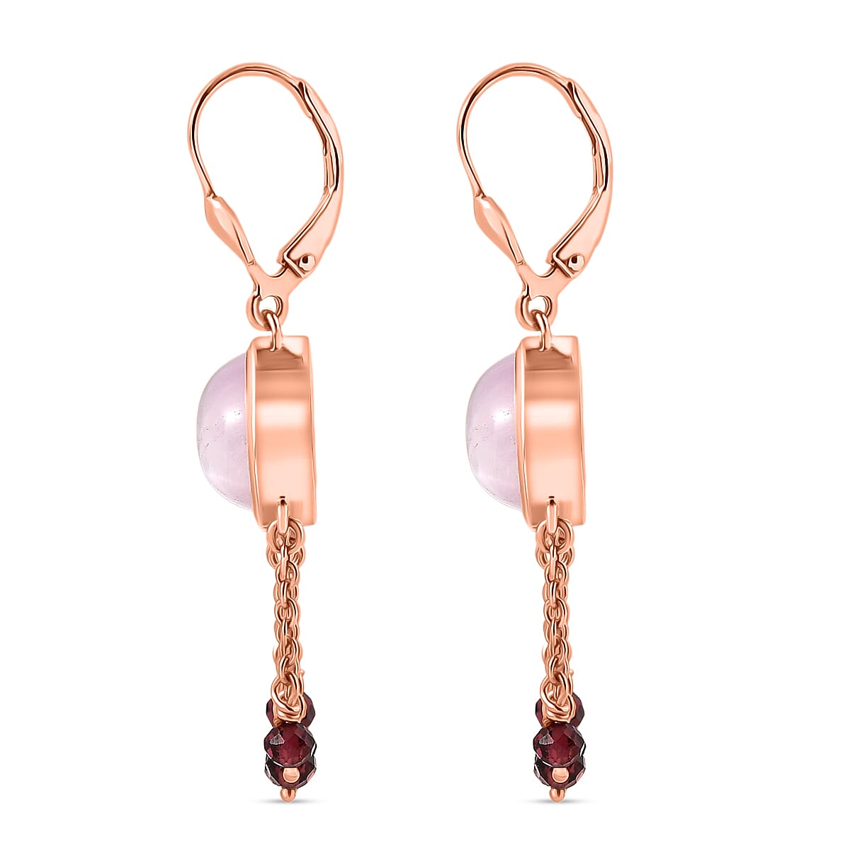 D'Joy Natural Kunzite &amp; Red Garnet Earring with Lever Back in Rose Gold Plated Sterling Silver 15.73 Ct. 8447671 4