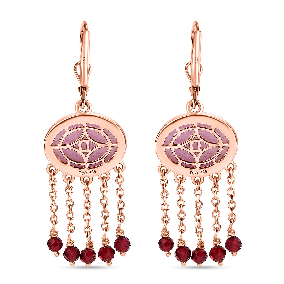 D'Joy Natural Kunzite &amp; Red Garnet Earring with Lever Back in Rose Gold Plated Sterling Silver 15.73 Ct. 8447671 5