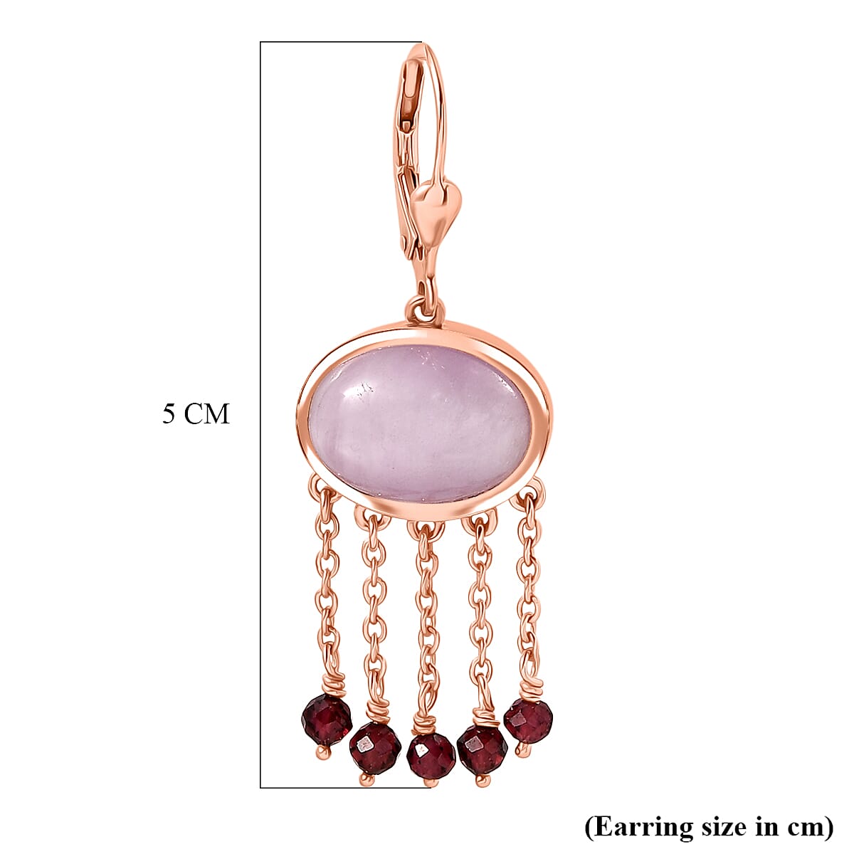 D'Joy Natural Kunzite &amp; Red Garnet Earring with Lever Back in Rose Gold Plated Sterling Silver 15.73 Ct. 8447671 6