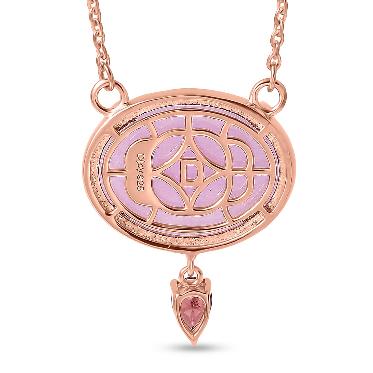 D'Joy Natural Kunzite &amp; Red Garnet Drop Necklace (Size - 20) with Lobster Clasp in Rose Gold Plated Sterling Silver 23.04 Ct. V32514496 5