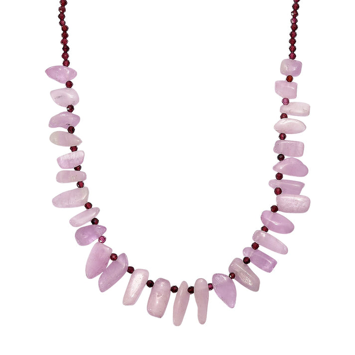 D'Joy Kunzite &amp; Rhodolite Garnet Necklace (Size - 18) in Rhodium Overlay Sterling Silver 123.00 Ct. 8282714 1