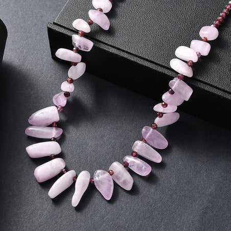 D'Joy Kunzite &amp; Rhodolite Garnet Necklace (Size - 18) in Rhodium Overlay Sterling Silver 123.00 Ct. 8282714 2