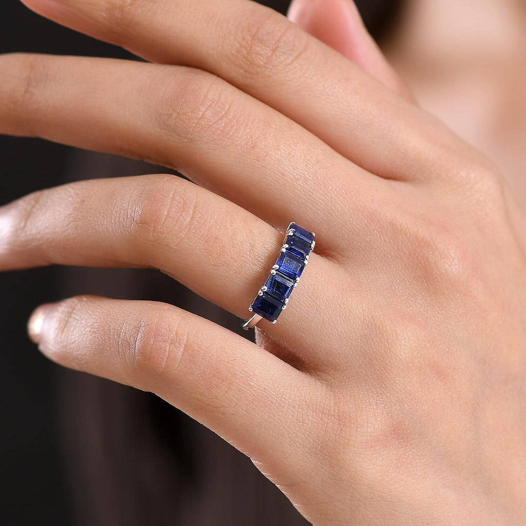 D'Joy AAA Kyanite 5 Stone Ring in Platinum Overlay Sterling Silver 2.44 Ct.