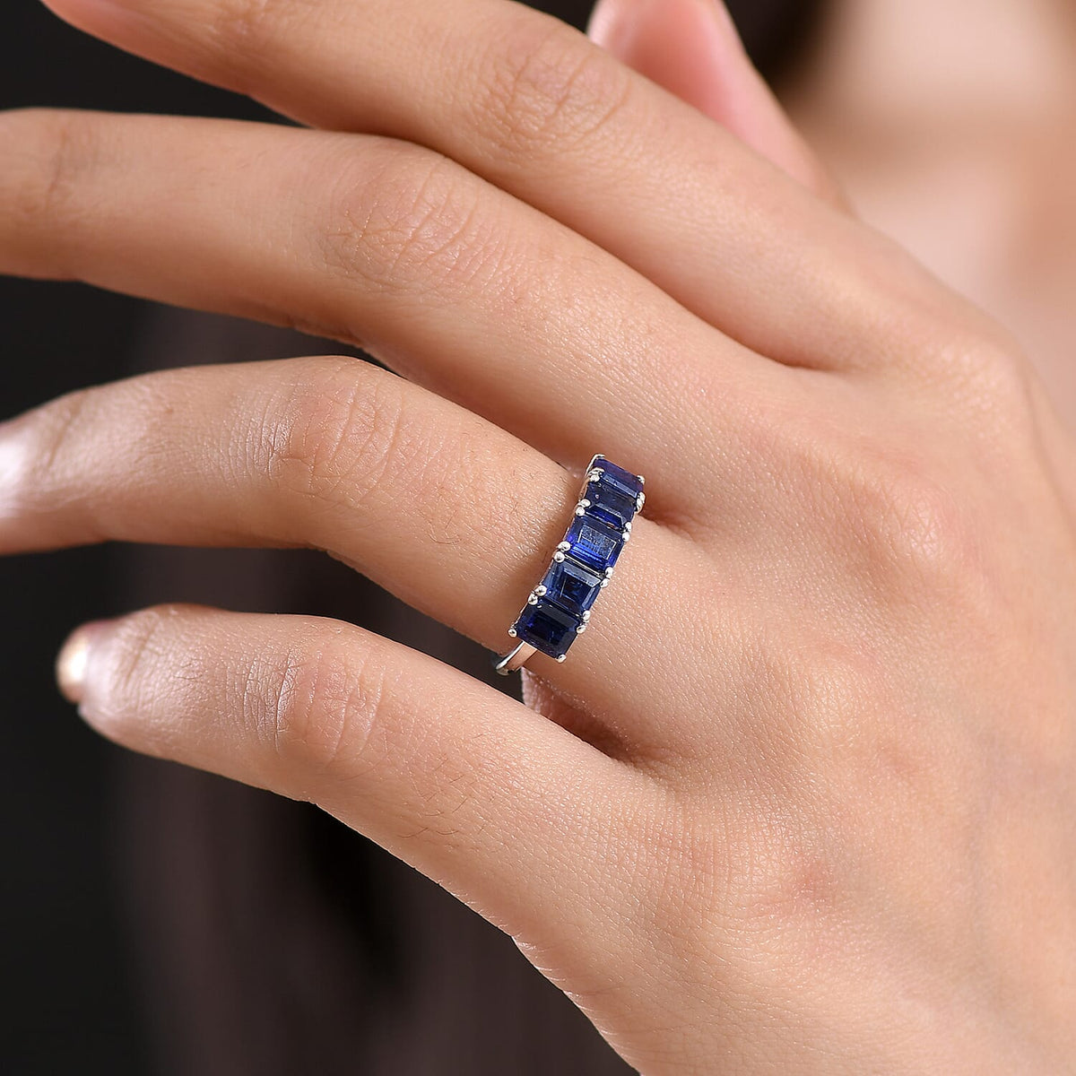 D'Joy AAA Kyanite 5-Stone Ring in Platinum Overlay Sterling Silver 2.44 Ct. V32514045 2