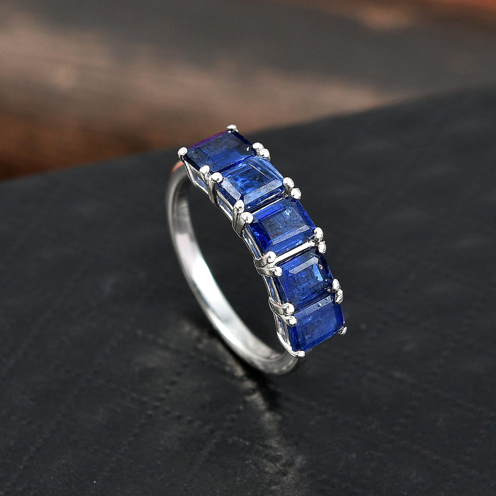 D'Joy AAA Kyanite 5 Stone Ring in Platinum Overlay Sterling Silver 2.44 Ct.