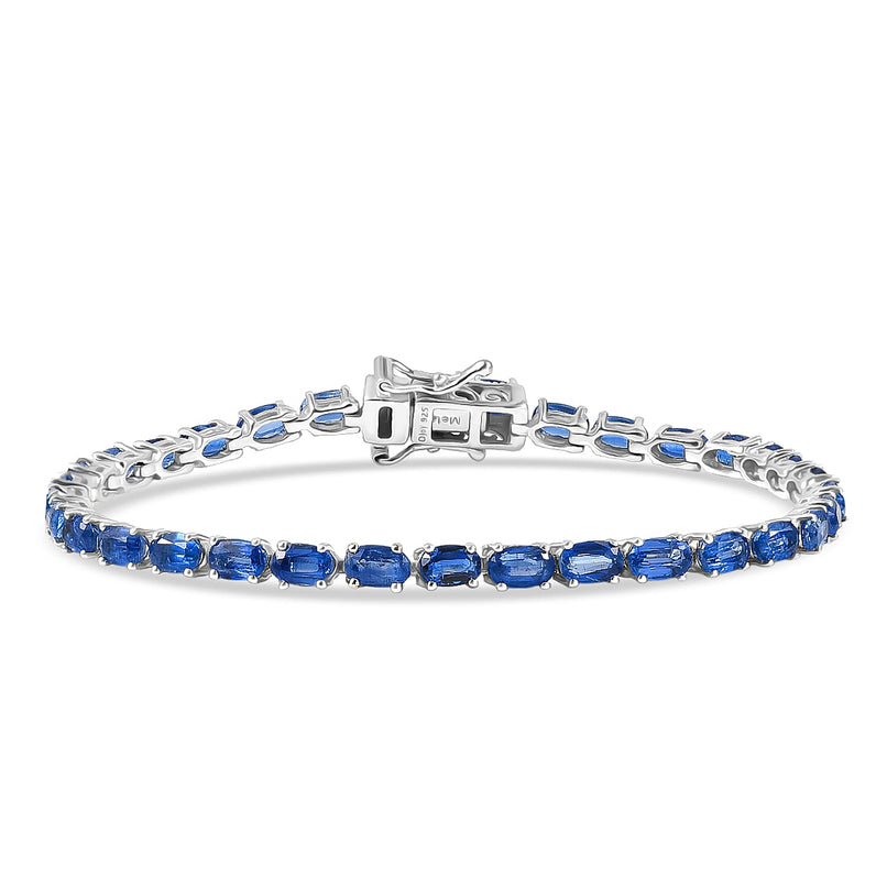 D'Joy AAA Natural Kashmir Kyanite Bracelet (Size - 7) with GB Lock Box in Rhodium Overlay Sterling Silver 11.41 Ct.