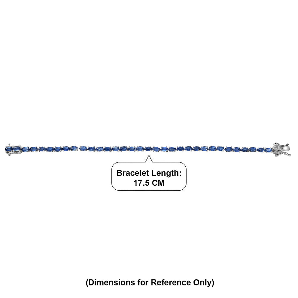 D'Joy AAA Natural Kashmir Kyanite Bracelet (Size - 7) with GB Lock Box in Rhodium Overlay Sterling Silver 11.41 Ct.