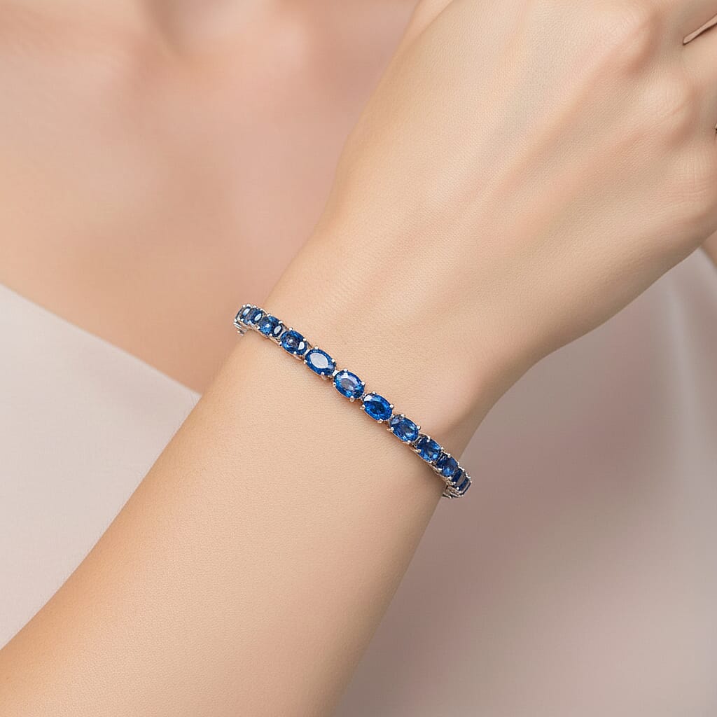 D'Joy Kyanite Tennis Bracelet (Size - 8) with GB Lock Box in Rhodium Overlay Sterling Silver 13.14 Ct. 8483503 2
