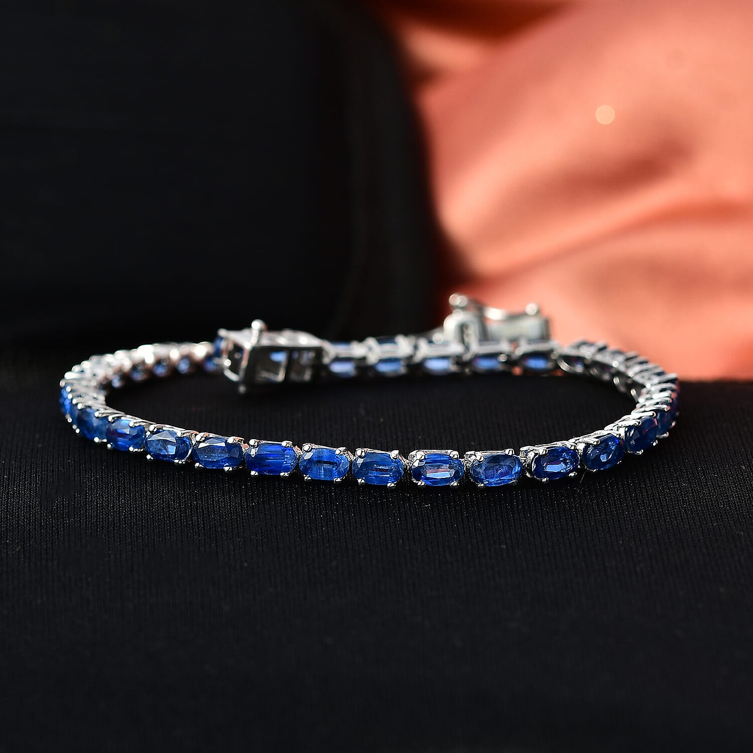 D'Joy Kyanite Tennis Bracelet (Size - 8) with GB Lock Box in Rhodium Overlay Sterling Silver 13.14 Ct. 8483503 3