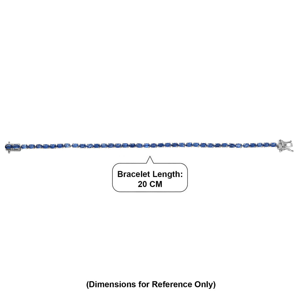 D'Joy AAA Kyanite Bracelet (Size - 8) with GB Lock Box in Rhodium Overlay Sterling Silver 13.14 Ct.