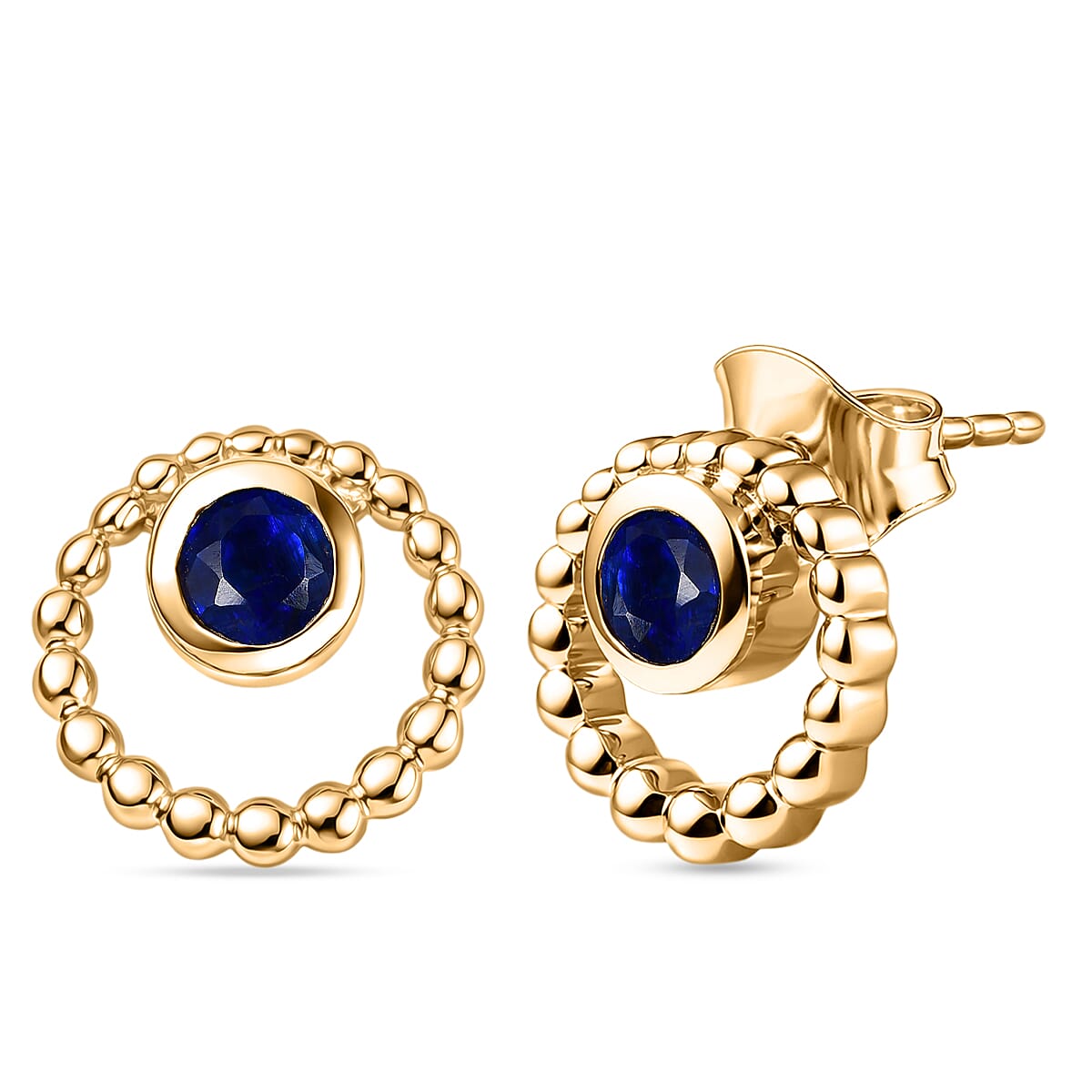 D'Joy AAA Natural Kashmir Kyanite Orbital Earring with Push Back in Yellow Gold Plated Sterling Silver 8438923 0