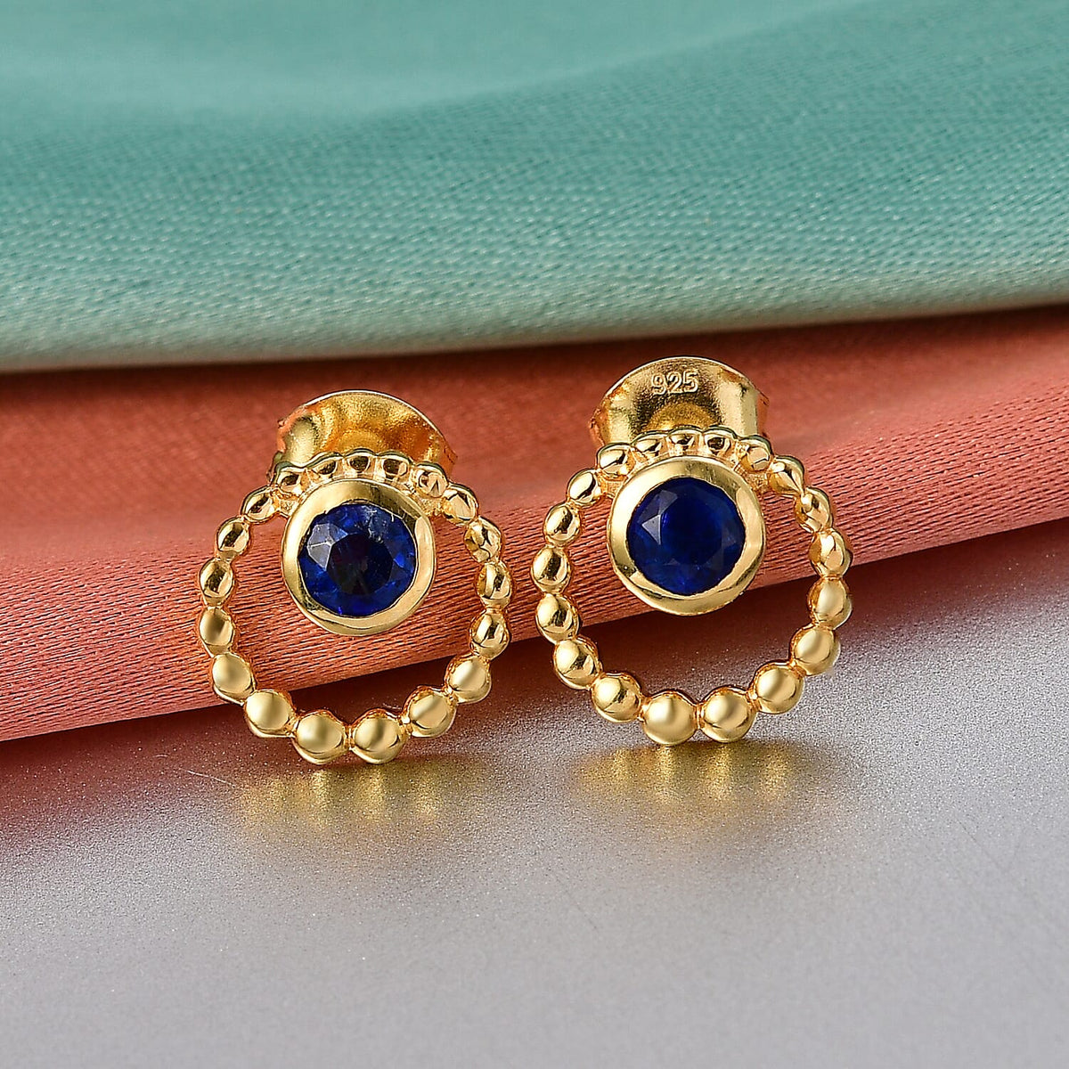 D'Joy AAA Natural Kashmir Kyanite Orbital Earring with Push Back in Yellow Gold Plated Sterling Silver 8438923 3