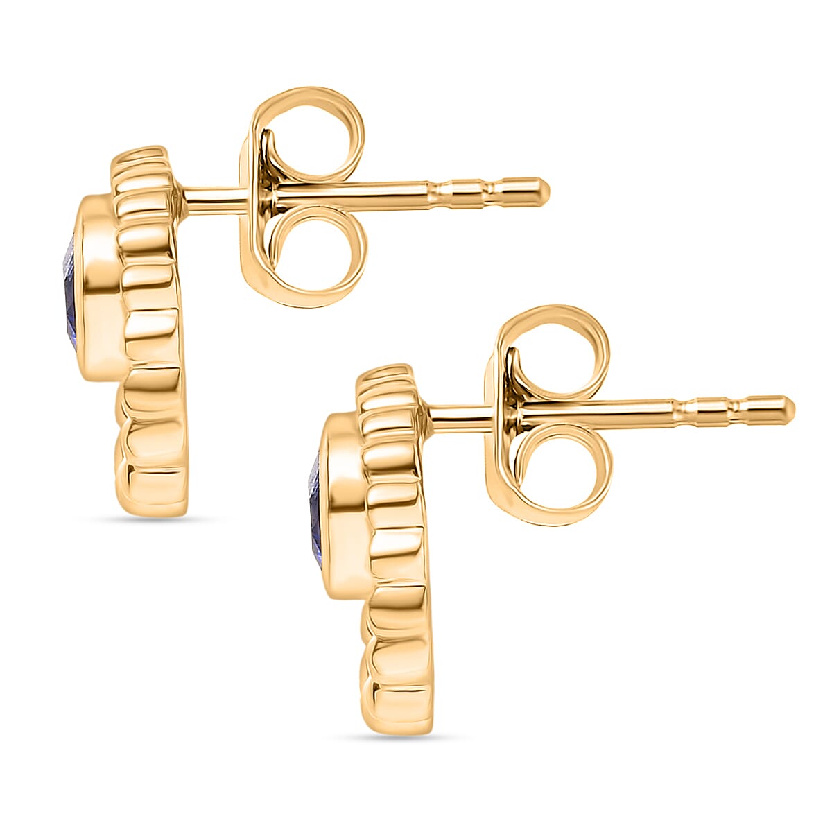 D'Joy AAA Natural Kashmir Kyanite Orbital Earring with Push Back in Yellow Gold Plated Sterling Silver 8438923 4