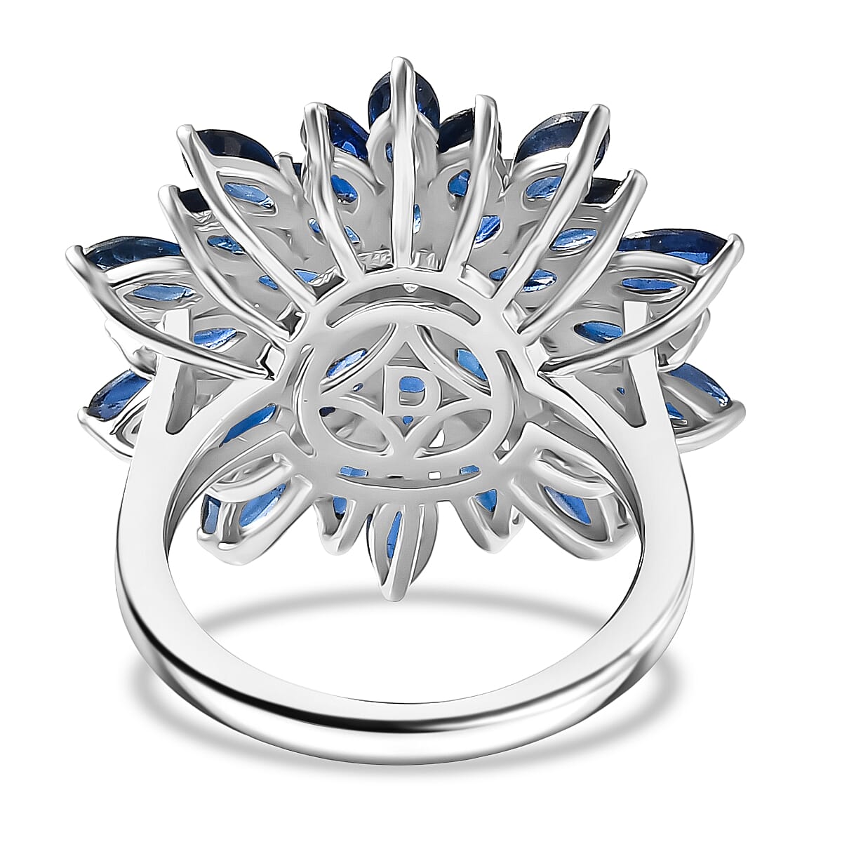 Natural Kyanite &amp; White Zircon Cluster Ring in Rhodium Overlay Sterling Silver 7.33 Ct. V32540425 5