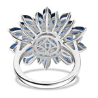 Natural Kyanite & White Zircon Cluster Ring in Rhodium Overlay Sterling Silver 7.33 Ct.