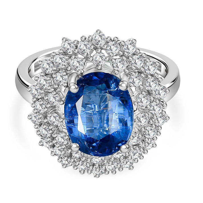 D'Joy 3.4 Ct. Kyanite, White Zircon Double Halo Ring in Rhodium Overlay Sterling Silver 8298492 1
