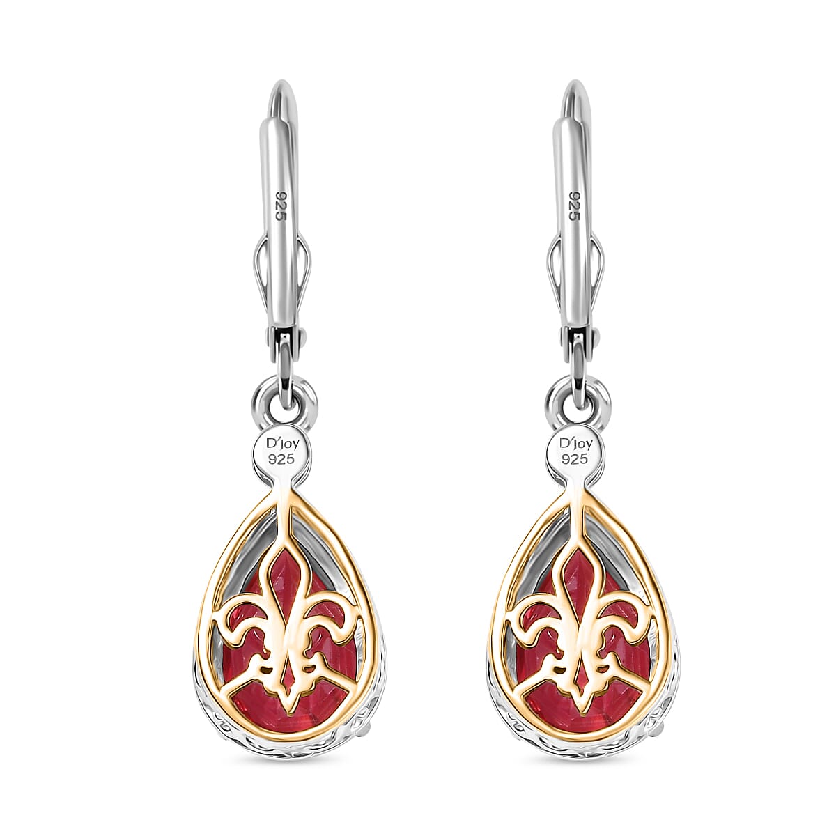 D'Joy Lab Grown Padparadscha Sapphire &amp; Lab Grown Diamond Dangling Earring Sterling Silver 7.42 Ct. 8265747 4