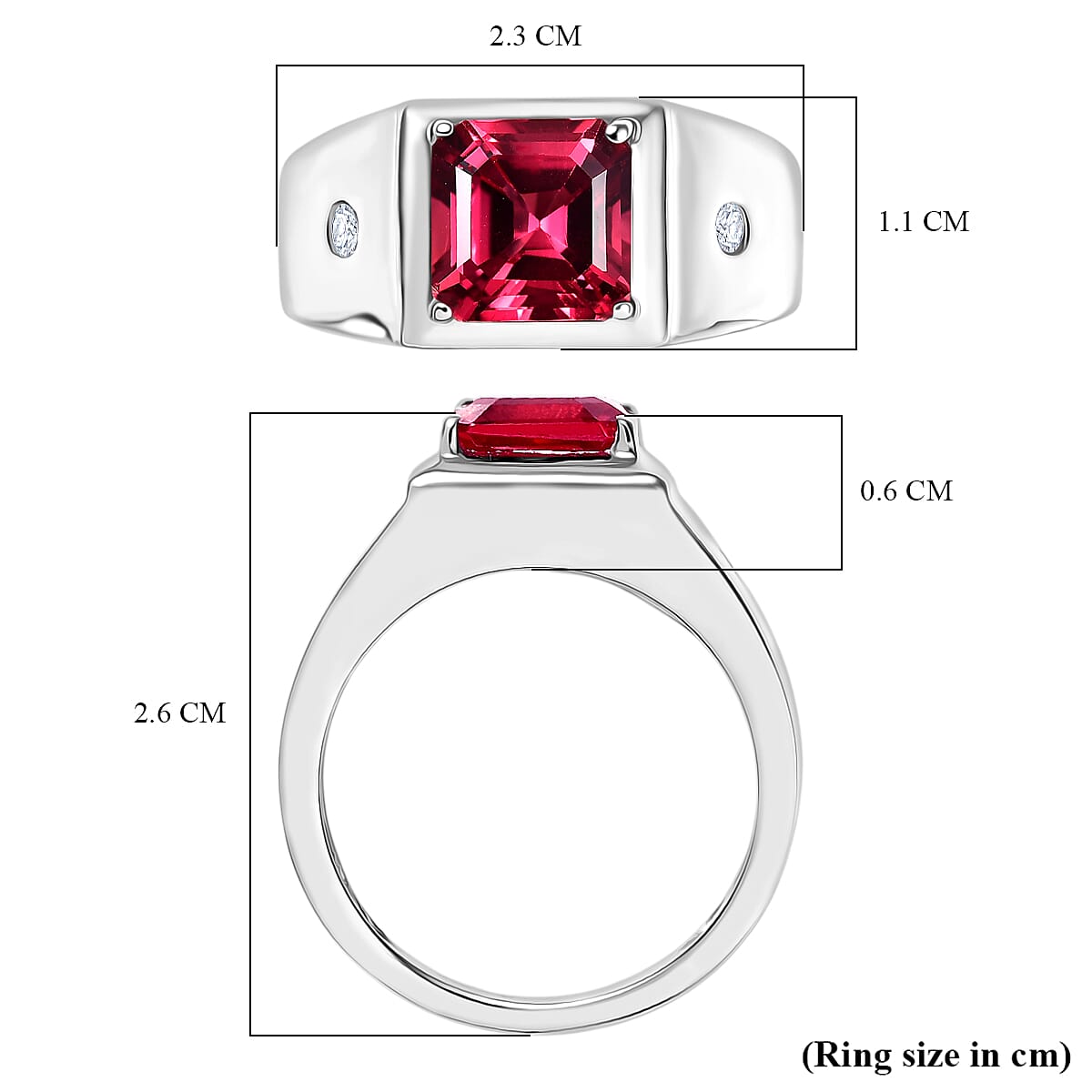 D'Joy Lab Grown Padparadscha Sapphire, Lab Grown Diamond Men's Ring in Rhodium Overlay Sterling Silver 3.34 Ct. 8260109 6