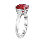 Luxuriant Lab Grown Padparadscha Sapphire & Lab Grown Diamond Ring in Rhodium Overlay Sterling Silver 5.17 Ct.