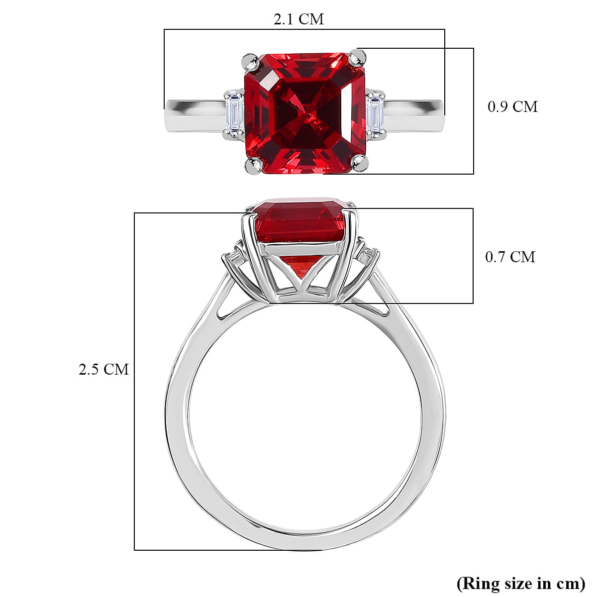 Luxuriant Lab Grown Padparadscha Sapphire &amp; Lab Grown Diamond Ring in Rhodium Overlay Sterling Silver 5.17 Ct. 8261482 6