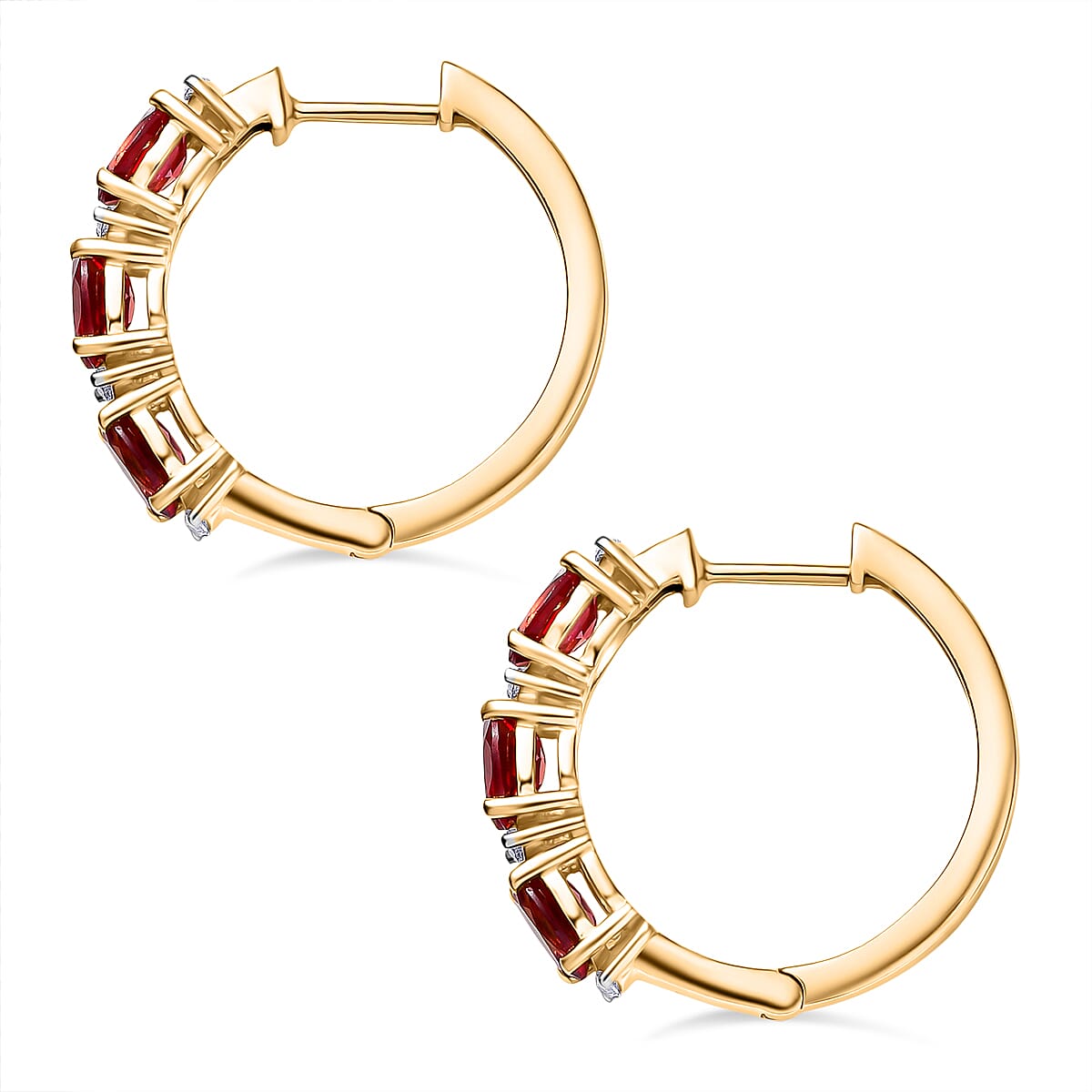 D'Joy Lab Grown Padparadscha Sapphire &amp; Moissanite Full Hoop Earring in 18K Yellow Gold Plating Sterling Silver 3.95 Ct. 8259890 4