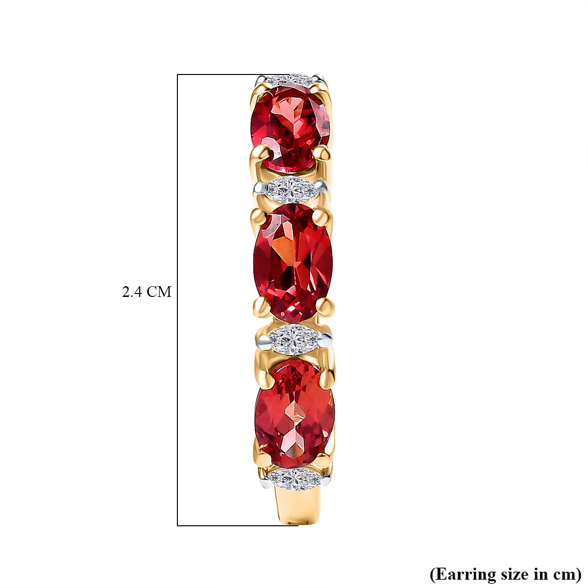 D'Joy Lab Grown Padparadscha Sapphire &amp; Moissanite Full Hoop Earring in 18K Yellow Gold Plating Sterling Silver 3.95 Ct. 8259890 5