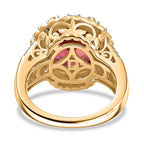 D'Joy Lab Grown Padparadscha Sapphire & Moissanite Ring in 18K Vermeil Yellow Gold Overlay Sterling Silver 10.12 Ct.