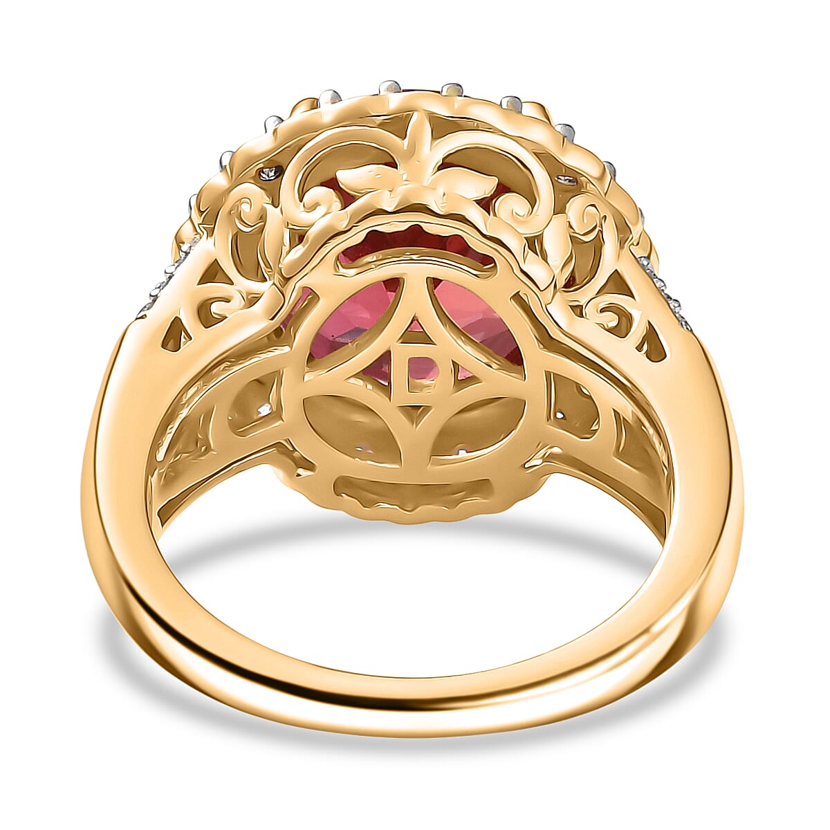 D'Joy Lab Grown Padparadscha Sapphire &amp; Moissanite Ring in 18K Vermeil Yellow Gold Overlay Sterling Silver 10.12 Ct. 8260181 5