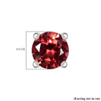 D'Joy Lab Grown Padparadscha Sapphire Solitaire Stud Push Post Earring in Platinum Overlay Sterling Silver 3.72 Ct.