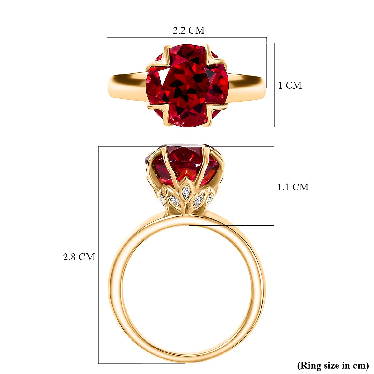 D'Joy Lab Grown Padparadscha Sapphire &amp; White Zircon Ring in 18K Yellow Gold Plated Sterling Silver 5.45 Ct. 8261449 6